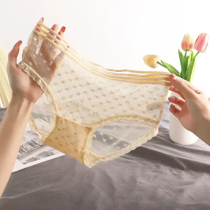 Lot de 3 Culottes Transparentes pour Femme – Lingerie Sexy en Dentelle et Résille Respirante – Sous-vêtements Intimes