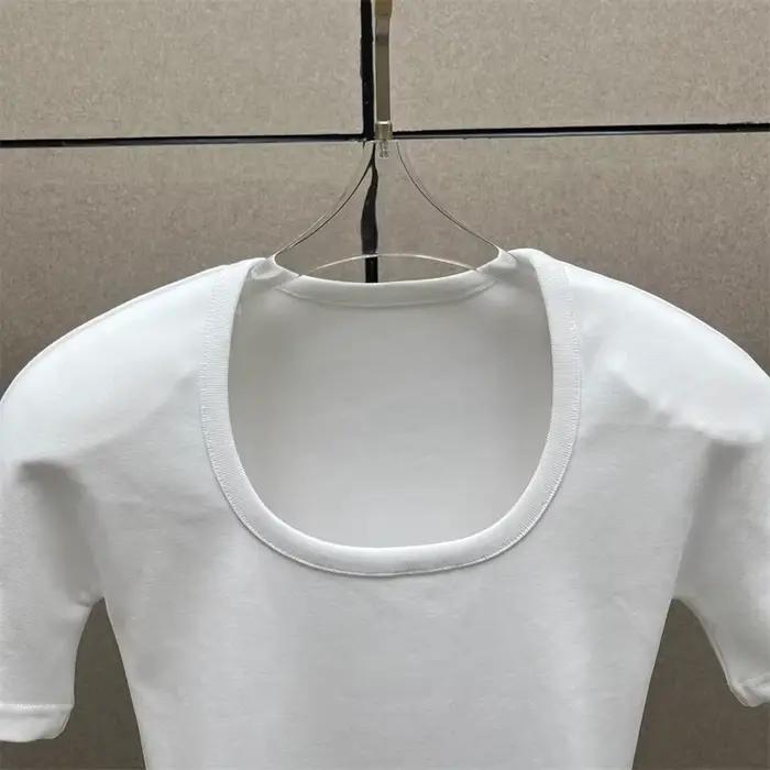 Body femme 2026 printemps nouveau élastique tricoté coupe ajustée haut à manches courtes col rond pur coton t-shirt