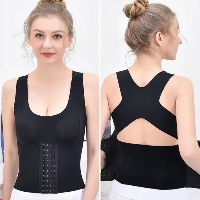 Soutien-gorge gainant 3-en-1 à boutons pour femme - Gaine amincissante pour la taille