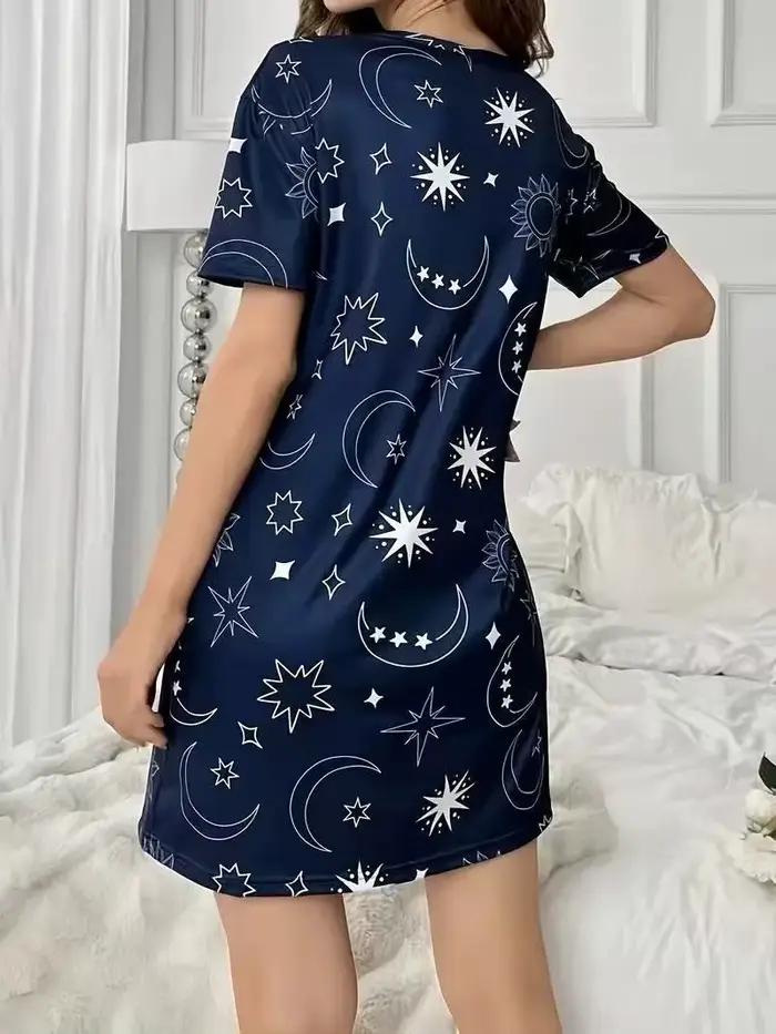 Chemise de nuit d'été pour femme à manches courtes