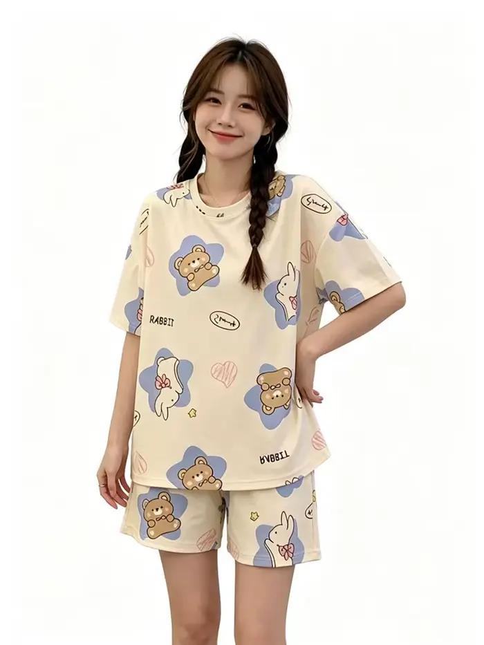 Pyjama pour femmes, ensemble deux pièces décontracté