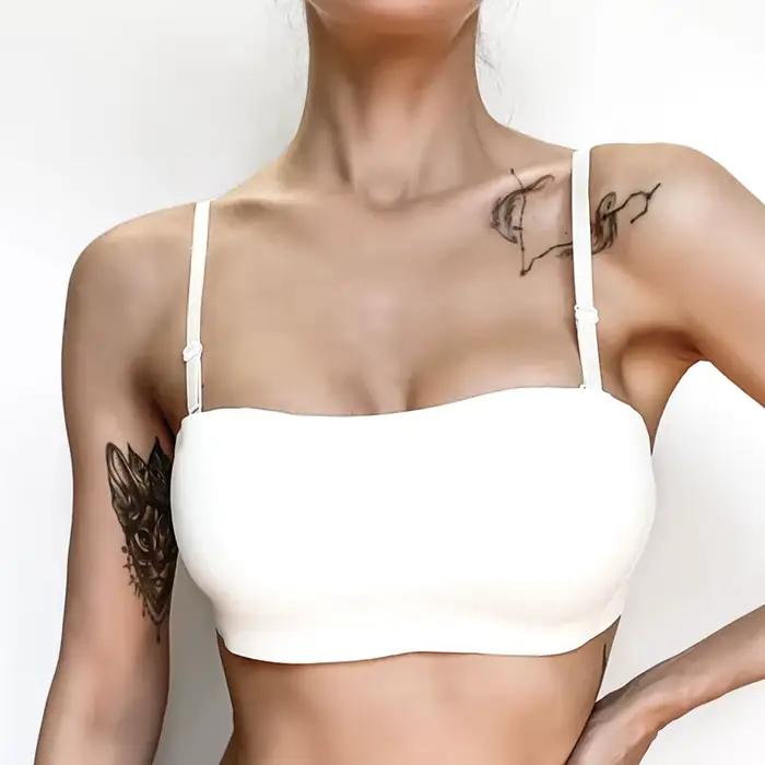 Soutien-gorge sans bretelles pour femme, invisible, antidérapant, sans couture, une pièce, avec coussinets amovibles, lingerie sexy