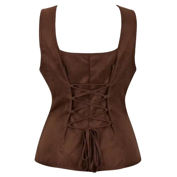 Corset Vintage en Daim pour Femme