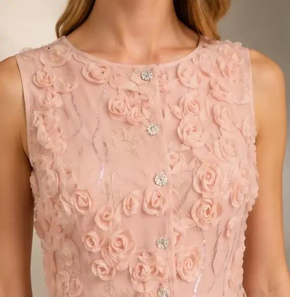 Robe florale 3D en maille romantique pour femme, élégante, pour soirée formelle, été, printemps, sortie chic, remise de diplôme, Noël, Nouvel An