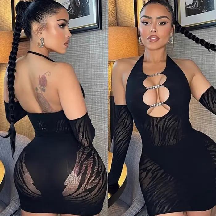 Robe courte en résille pour femmes