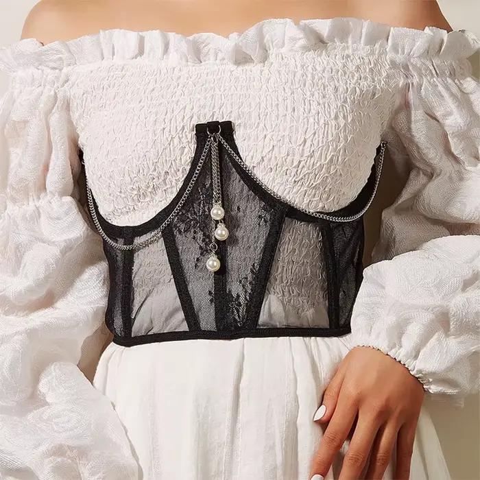 Ceinture de Corset en maille transparente pour femmes