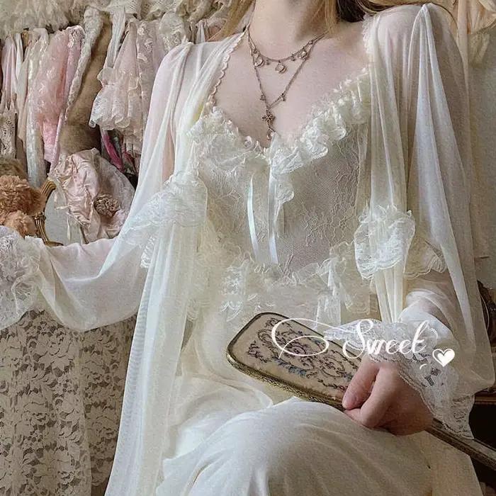 Chemise de nuit vintage en dentelle, style français, rétro, court, ultra-mince, col en V, super nickel é, tenue de salon, maison, été