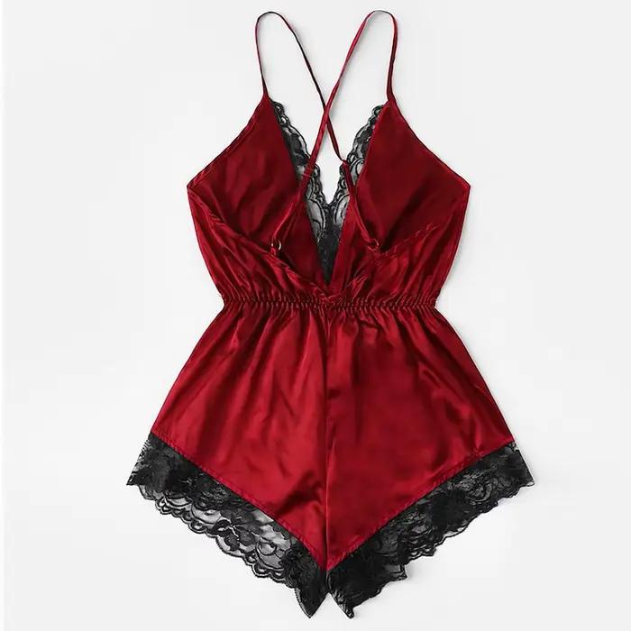 Combinaison sexy en dentelle à col en V profond pour femmes