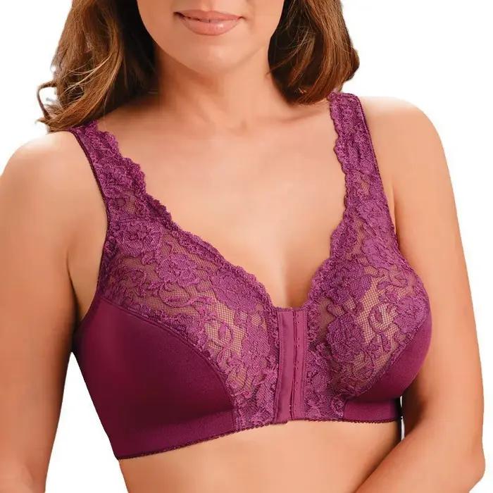 Soutien-gorge en dentelle haut de gamme tendance avec fermeture avant et coussinets intégrés