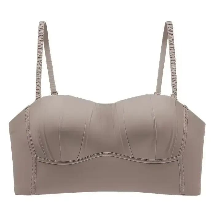 Soutien-gorge french plissé en spandex pour femme, sous-vêtement fin sans armatures et sans couture, nouvelle collection