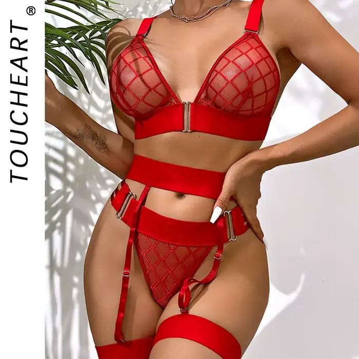 Toucheart ensemble de Lingerie Sexy sous-vêtements pour femmes voir à travers les ensembles de soutien-gorge
