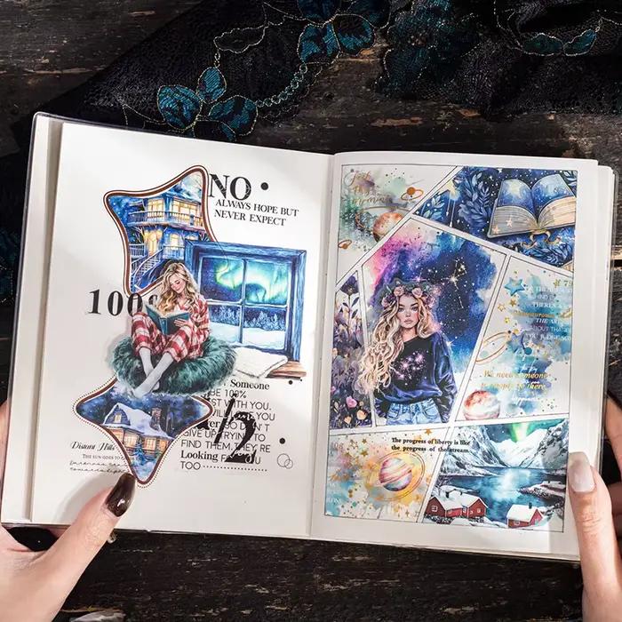 30 autocollants PET « Nuit de rêve fantastique », fournitures de collage DIY pour journal à thème nuit sombre