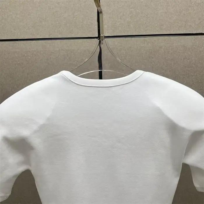 Body femme 2026 printemps nouveau élastique tricoté coupe ajustée haut à manches courtes col rond pur coton t-shirt