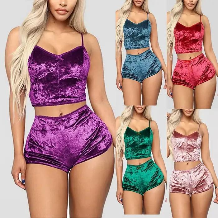 Ensemble de pyjama à bretelles sexy pour femmes