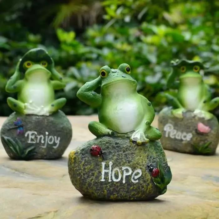 Ornements en résine de grenouille 2026 pour la décoration de jardin sur pierre, artisanat, accessoires de jardinage et d'aménagement paysager pour piscine