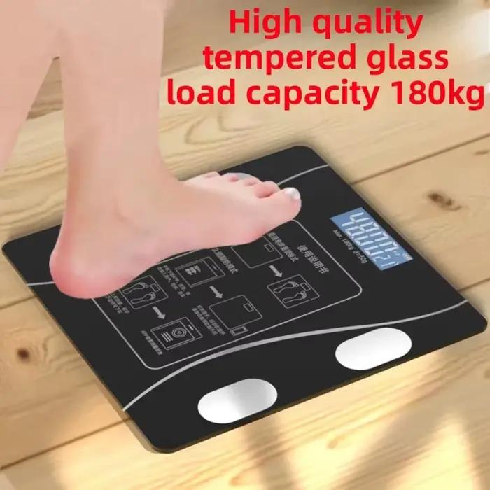 Balance connectée intelligente rechargeable 26x26cm avec écran LCD et application pour la mesure de la graisse corporelle à domicile