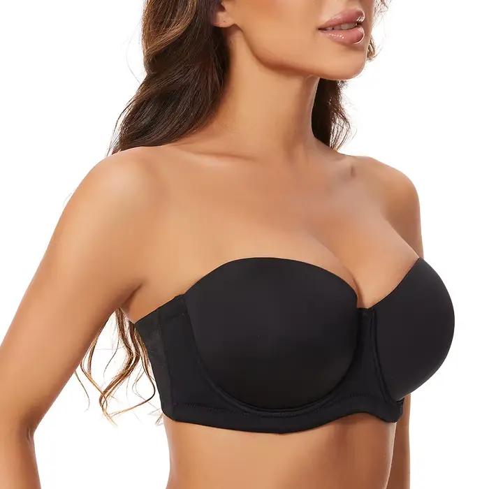 Sheroine Soutien-gorge sans bretelles grande taille Push Up à armatures Couverture complète Soutiens-gorge rembourrés légers pour gros seins Lisse et confort avec support