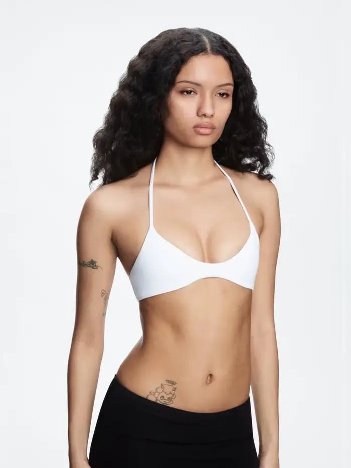 Soutien-gorge blanc pour femme style halter