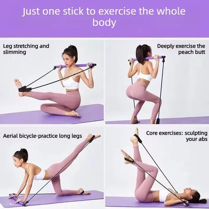 Barre de Pilates multifonctionnelle, barre de fitness combinée, corde de tension pour yoga et extension pectorale, entraîneur de dos, corde élastique, ceinture d'étirement