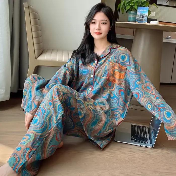 Pyjama Deux Pièces en Pur Coton pour Femme