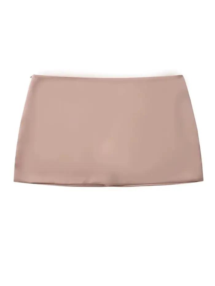 Skort Sister Pure Desire en acétate et coton avec tour de taille empire pour femmes, idéal pour bureau et plage, en blanc, brun, champagne, abricot, noir