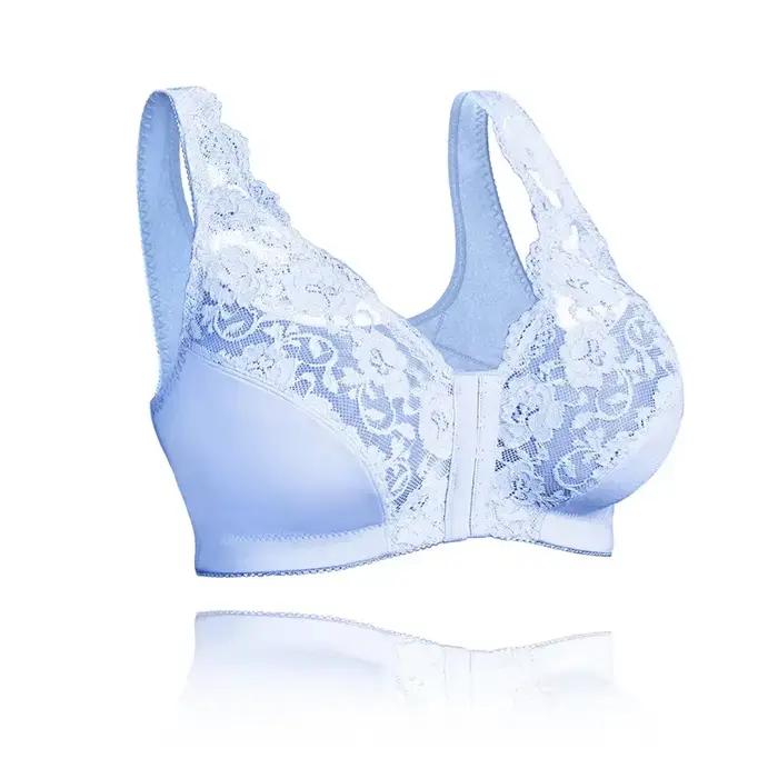 Grande taille dentelle soutien-gorge femme solide noir blanc fermeture avant Bralette