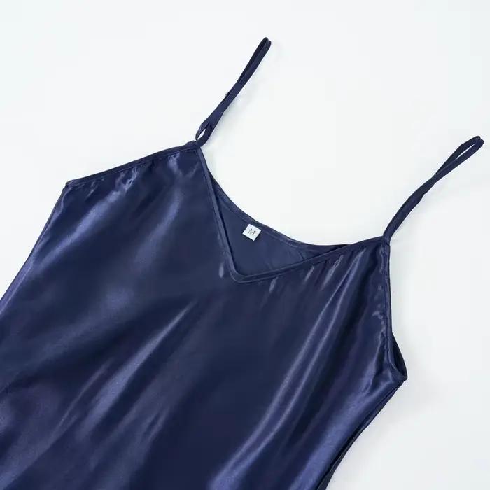 Chemise de nuit unie pour femme, simple et confortable, douce comme de la soie, agréable pour la peau, disponible en plusieurs couleurs pour une bonne nuit de sommeil