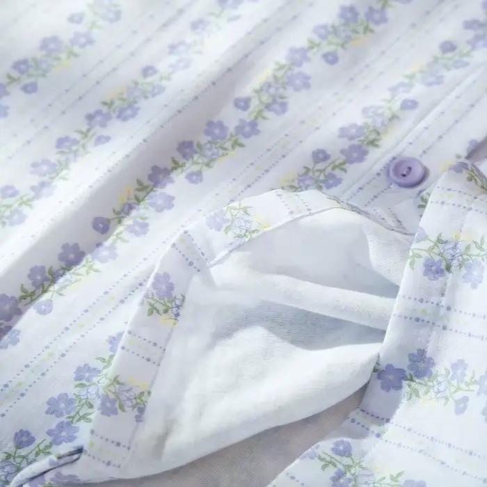 Cottagecore ensemble pyjama pour femmes 100% coton imprimé fleuri à manches longues vêtements de nuit doux col claudine vêtements de détente pour l'automne