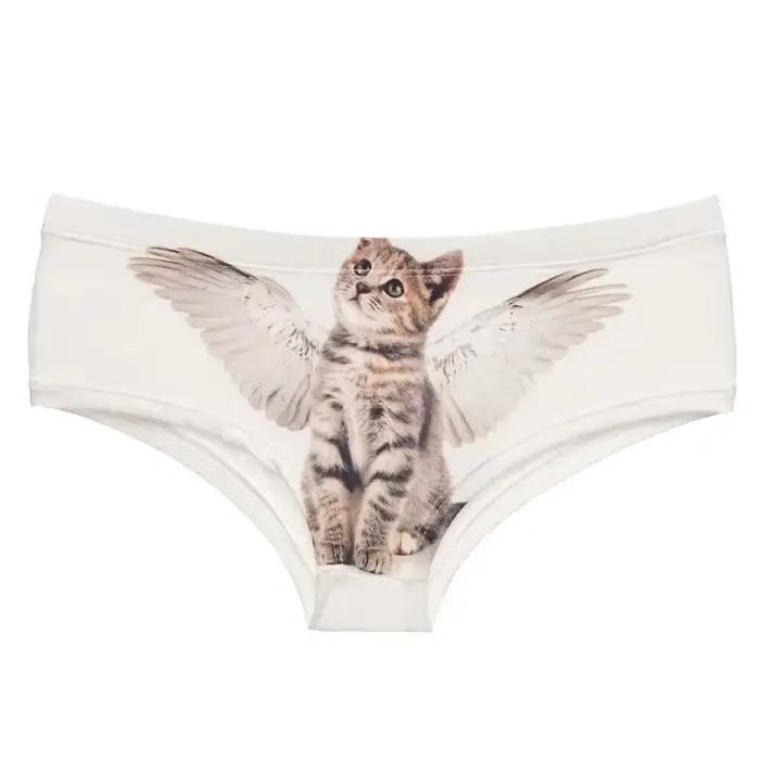 Culotte femme sans couture imprimé Angel Cat 3D – Slip push-up et string de dessin animé mignon