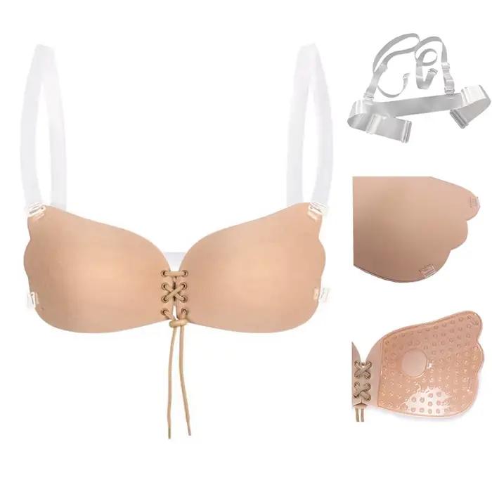Soutien-gorge Push-Up Invisible en Silicone pour Femme, Lingerie Sexy et Respirante, Dos aux, Magique, pour Mariage