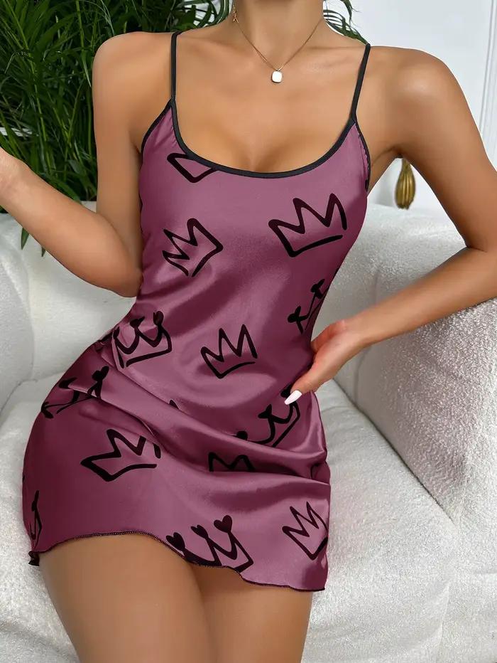Robe de nuit élégante à imprimé cœur pour femme