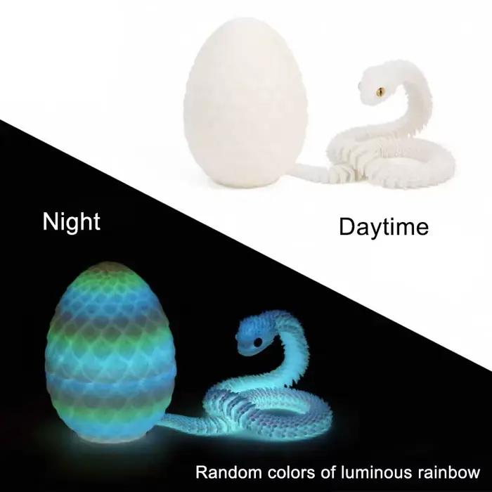 Oeuf de serpent imprimé en 3D, moule serpent de décompression créatif, mobile, rotatif, articulé, ornement de bureau, animaux réalistes, jouet pour enfant