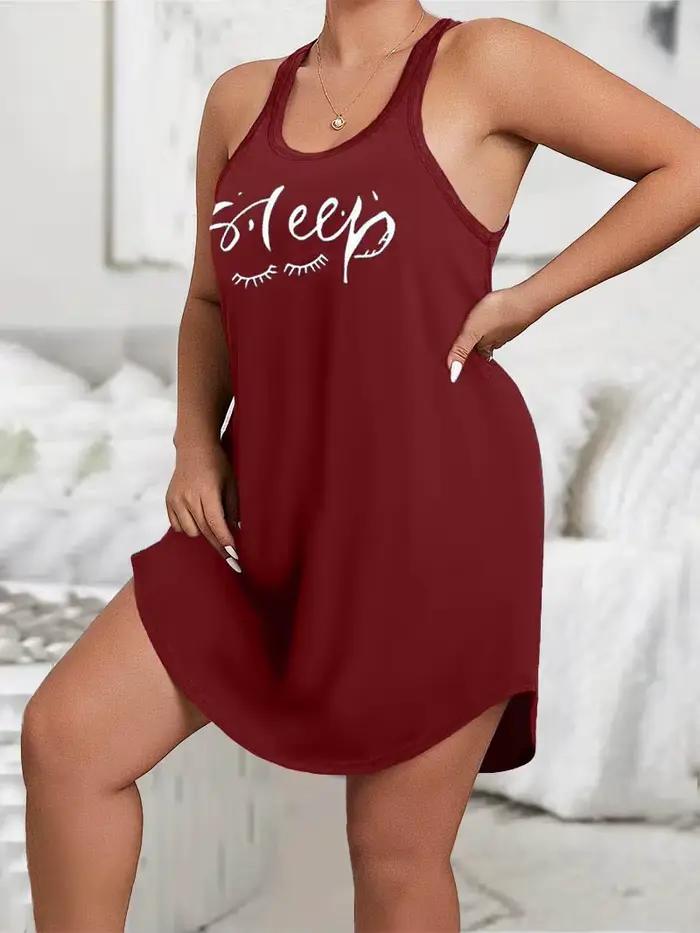 Chemise de nuit grande taille polyester à imprimé lettres style basique pour femmes occassions spéciales nuit tranquille confort durable