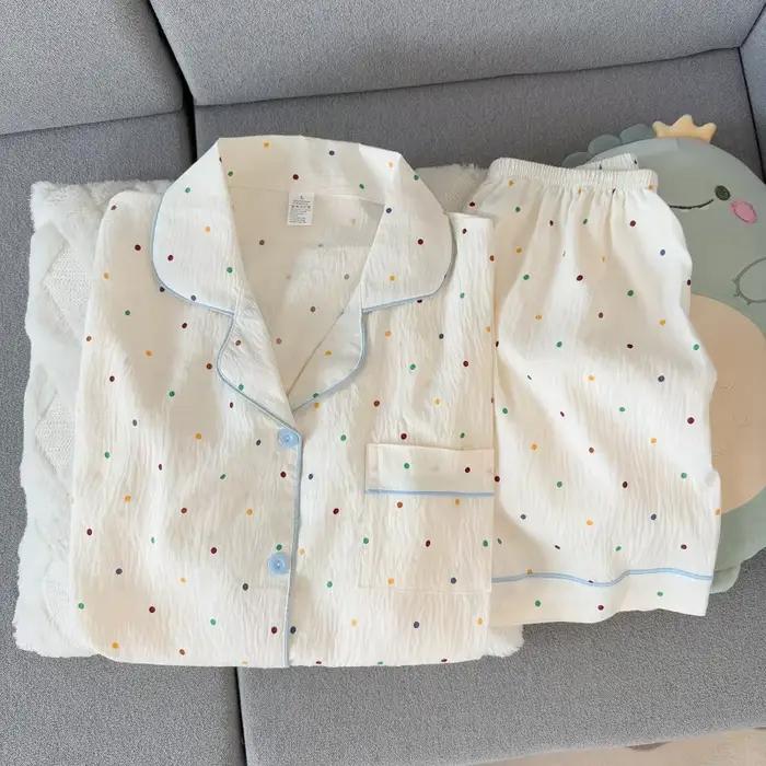 Ensemble pyjama en coton imprimé à pois pour femmes