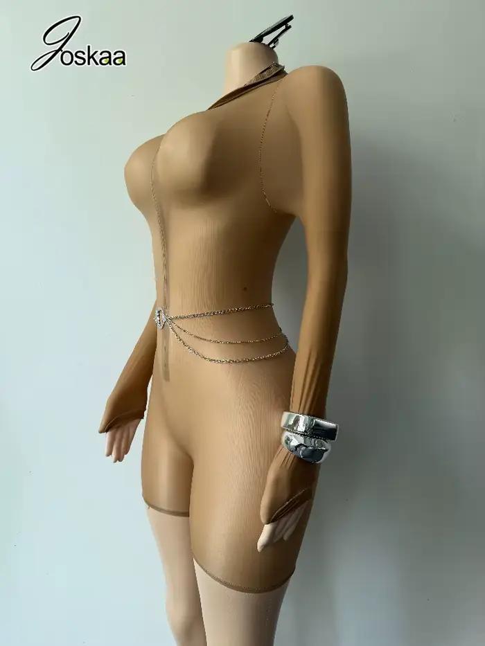 Combinaison transparente brillante Joskaa pour femme
