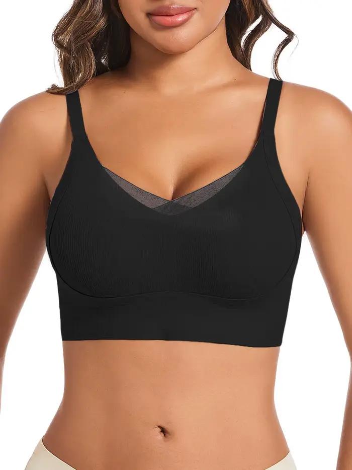 Soutien-gorge push up noir décontracté pour femmes, polyester, viscose, elastane, rembourré, sans fil, fermeture au dos, pour toutes occasions, confort et féminité