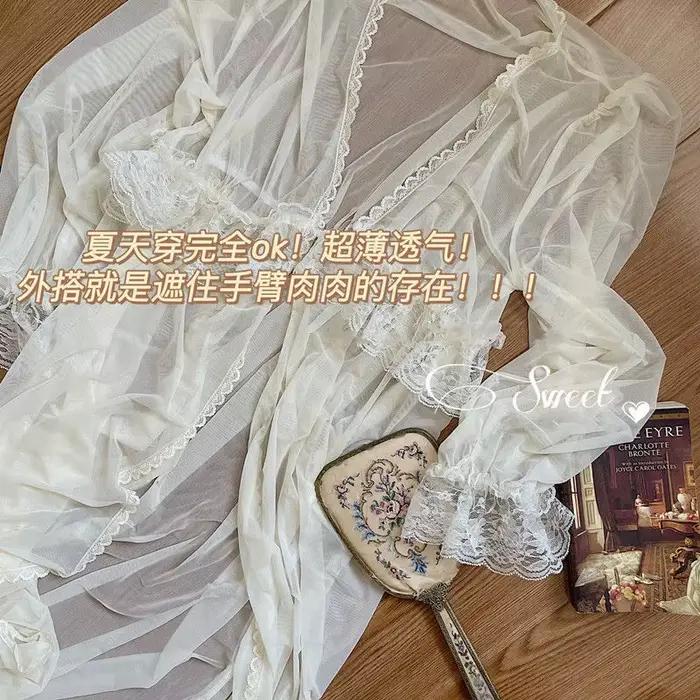 Chemise de nuit vintage en dentelle, style français, rétro, court, ultra-mince, col en V, super nickel é, tenue de salon, maison, été