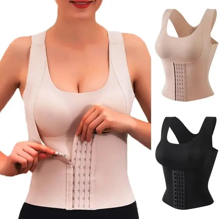 Soutien-gorge gainant 3-en-1 à boutons pour femme - Gaine amincissante pour la taille