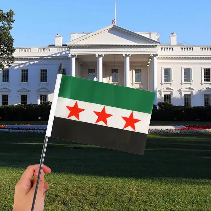 14x21 cm bureau drapeau de la syrie bannière la république arabe syrien trois étoiles bannière bureau ornements drapeaux