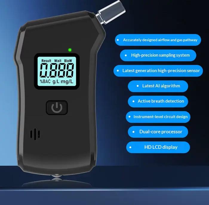Détecteur d'alcool portable avec lampe d'éclairage, écran d'affichage numérique – Convient pour la détection de la consommation d'alcool