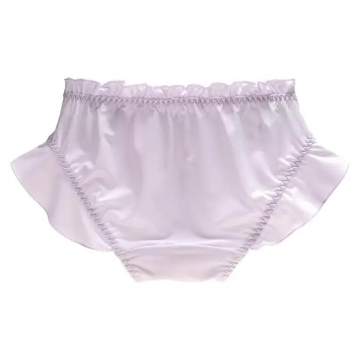 Femmes lait soie lisse mignon belle culotte douce dentelle Lolita à volants ruban nœud élasticité sous-vêtements respirant couleur bonbon