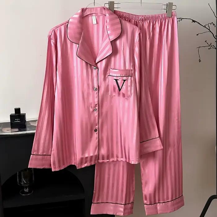 Pyjama femme 2 pièces ensemble mode noir glace vêtements de nuit en soie pantalon costumes