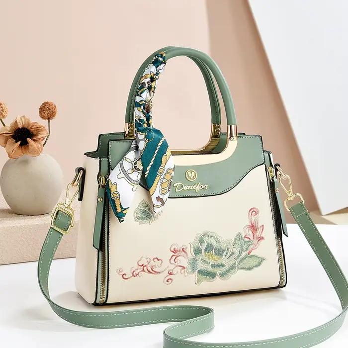 Sac à main pour femme de grande capacité brodé, cadeau pour la fête des mères, style minimaliste urbain, sac fourre-tout, sac bandoulière pour femme