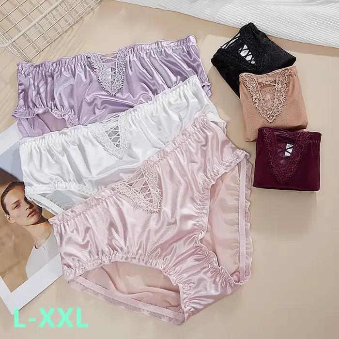 Ropa intérieur para mujeres culottes sexy femmes dentelle surdimensionné lenceria creux respirant lingerie coton