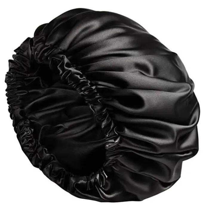 Bonnet en soie véritable 100% Birdtree 16MM, bonnet de nuit double couche pour femme, bandeau élastique pour cheveux A34324M