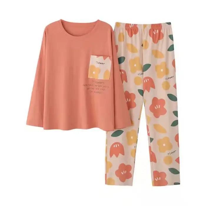 Pyjamas pour femmes printemps/automne : Ensemble de vêtements de détente à manches longues pour filles