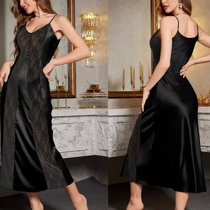 Dame Sexy chemise de nuit fronde Homewear dentelle garniture