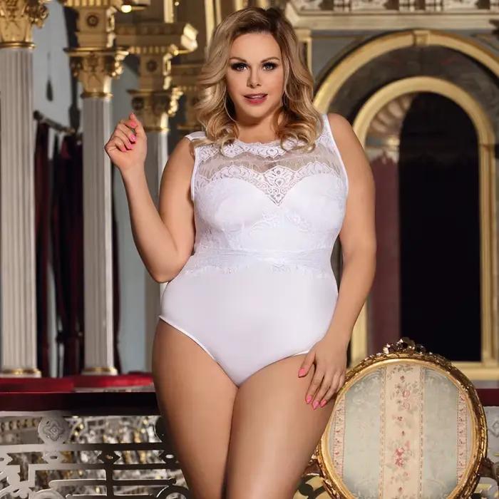 Body en dentelle courbée sans manches avec boucle pour Femme