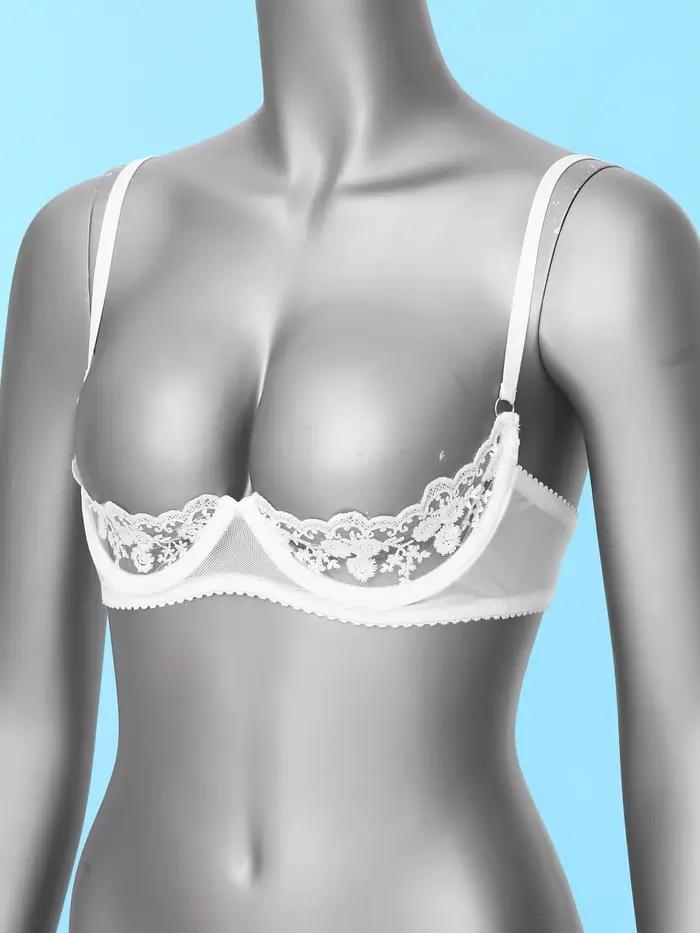 Soutien-gorge à armatures en dentelle transparente pour femme, style sexy, bretelles ajustables, push-up sans doublure, sous-vêtements, standardisation, poitrine nue résolution, occassions romantiques et cadeaux spéciaux