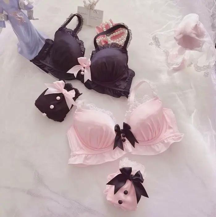 Ensemble de soutien-gorge Lolita avec nœud doux